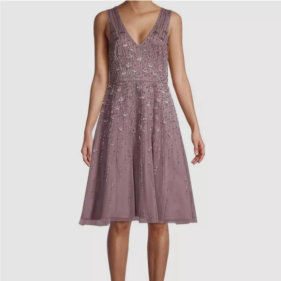 NWT AIDAN MATTOX Women’s Purple Sleeveless Knee Length Cocktail Dress sz 2 - Picture 2 of 7